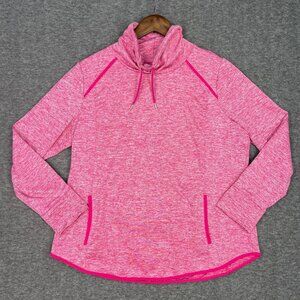 Weekends by Chicos Pullover Shirt Size 2 Large Heathered Pink Athletic Cowl Neck